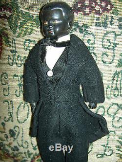 Darling, Simon Halbig 1078 antique BLACK bisque doll, Nubian boy, orig. Costume