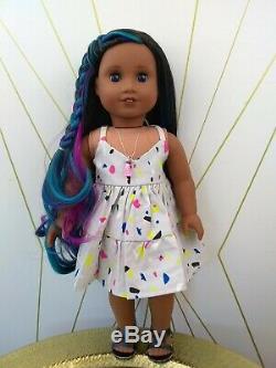 Dot Custom American Girl Doll OOAK Blue Eyes Sonali Blue Purple Pink Hair