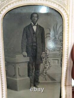 Early Tintype Young African American Gentleman Man Rare Antique Cardboard Frame