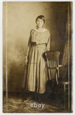 Elegant African American Teen RPPC Beautiful Black Female 1900 Girl Photo J13708