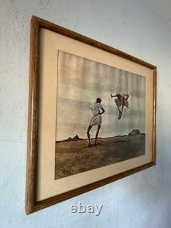 Ernie Barnes Vintage Black African American Figurative Landscape Lithograph 1960