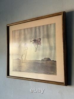 Ernie Barnes Vintage Black African American Figurative Landscape Lithograph 1960