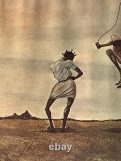 Ernie Barnes Vintage Black African American Figurative Landscape Lithograph 1960