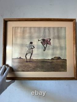 Ernie Barnes Vintage Black African American Figurative Landscape Lithograph 1960