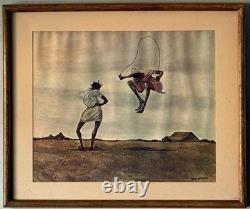 Ernie Barnes Vintage Black African American Figurative Landscape Lithograph 1960