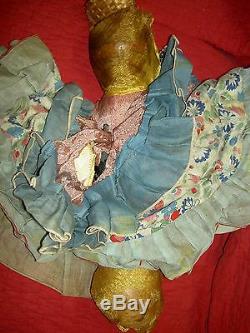 Extremely RARE black/white compo. 1930 Topsy-Turvy TWO-sided LARGE boudoir doll