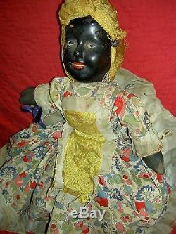 Extremely RARE black/white compo. 1930 Topsy-Turvy TWO-sided LARGE boudoir doll