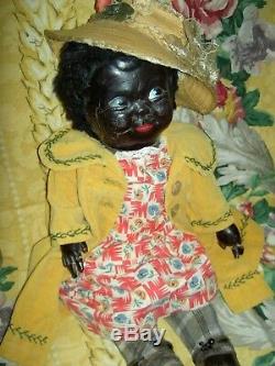 Extremely rare, large antique French BLACK leather toddler doll, sweet features