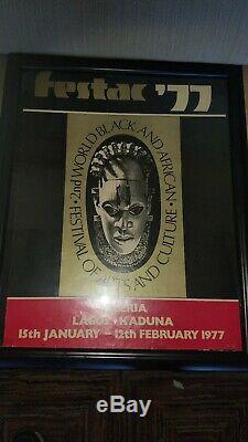 FESTAC'77 2ND WORLD BLACK & AFRICAN ART FESTIVAL POSTER -NIGERIA 15x20 framed