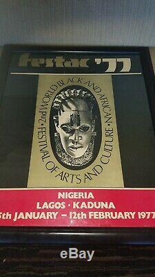 FESTAC'77 2ND WORLD BLACK & AFRICAN ART FESTIVAL POSTER -NIGERIA 15x20 framed