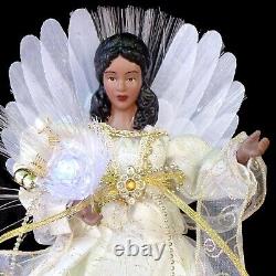 Fiber Optic Angel Tree Topper / Led / Porcelain / African American / Black Angel