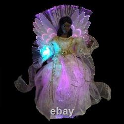Fiber Optic Angel Tree Topper / Led / Porcelain / African American / Black Angel