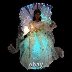 Fiber Optic Angel Tree Topper / Led / Porcelain / African American / Black Angel