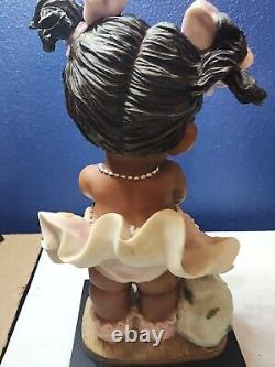 Figurine Baby Child Black African American w Ponytails and Toys 15 inch