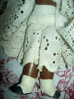 Fine, early c1890, F. Schmidt signed head & body, antique BLACK bisque doll