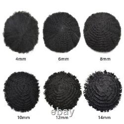 Full Lace Afro Curly Mens Toupee African American Human Hair Systems Replacement