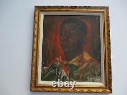 Georgia Bemis Oil Painting Antique Black Americana African American Portrait Old