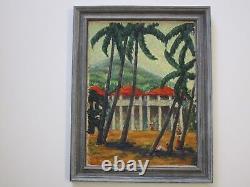 Glass Signed Painting 1930's African American Black Americana Landscape Tropical