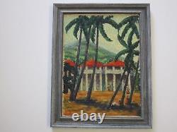 Glass Signed Painting 1930's African American Black Americana Landscape Tropical