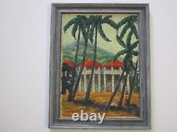 Glass Signed Painting 1930's African American Black Americana Landscape Tropical