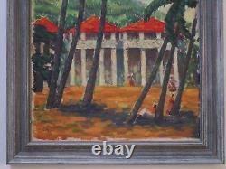 Glass Signed Painting 1930's African American Black Americana Landscape Tropical