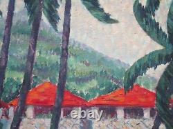 Glass Signed Painting 1930's African American Black Americana Landscape Tropical