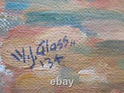 Glass Signed Painting 1930's African American Black Americana Landscape Tropical