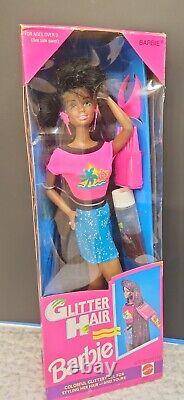 Glitter Hair Barbie 93 African American Long Black Hair RARE Christie Retro NRFB
