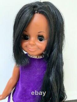 Gorgeous Vintage Ideal Black Velvet Doll Crissy African American Beautiful