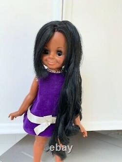 Gorgeous Vintage Ideal Black Velvet Doll Crissy African American Beautiful