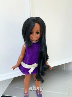 Gorgeous Vintage Ideal Black Velvet Doll Crissy African American Beautiful