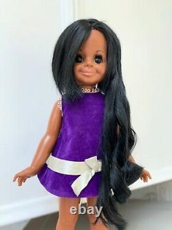 Gorgeous Vintage Ideal Black Velvet Doll Crissy African American Beautiful