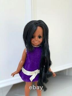 Gorgeous Vintage Ideal Black Velvet Doll Crissy African American Beautiful