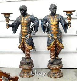 Great Pair Of 6 Foot Tall Blackamoor African American Statues / Sculptures