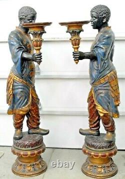 Great Pair Of 6 Foot Tall Blackamoor African American Statues / Sculptures