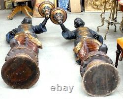 Great Pair Of 6 Foot Tall Blackamoor African American Statues / Sculptures