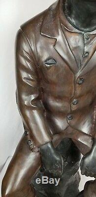 HUGE 40 Seated African American Black Man Bronze Statue