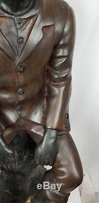 HUGE 40 Seated African American Black Man Bronze Statue