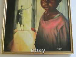 Hammond 1976 Large Black Americana Painting African American Portrait Modernist