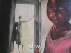 Hammond 1976 Large Black Americana Painting African American Portrait Modernist