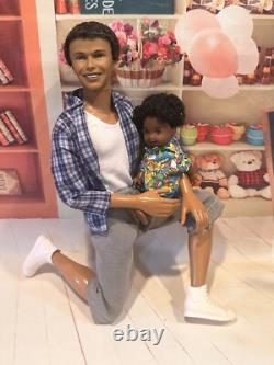 Happy Family Barbie Doll Dad & Son Alan & Ryan African-American Black Dolls HTF