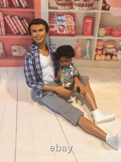 Happy Family Barbie Doll Dad & Son Alan & Ryan African-American Black Dolls HTF