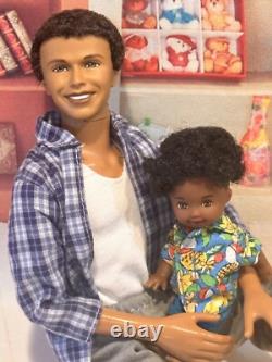 Happy Family Barbie Doll Dad & Son Alan & Ryan African-American Black Dolls HTF