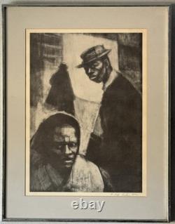 Herman Kofi Bailey Vintage Black African American Figurative Lithograph Old 1972
