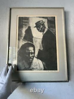 Herman Kofi Bailey Vintage Black African American Figurative Lithograph Old 1972