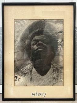 Historic RARE 1970s African American BLACK ARTS Portrait Drawing, WYATT JR