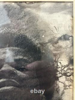 Historic RARE 1970s African American BLACK ARTS Portrait Drawing, WYATT JR