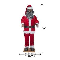 Holiday Time Life Size Animated African American Santa Christmas Décor, 5.8 ft