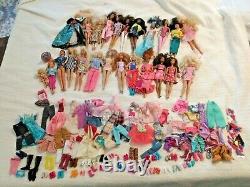 Huge Lot 150+ Vintage to Modern 24 Barbie Dolls Black AA Asian 80s 90s Clothes