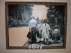 Huge Original African American Painting by Black Folk Artist Dollner